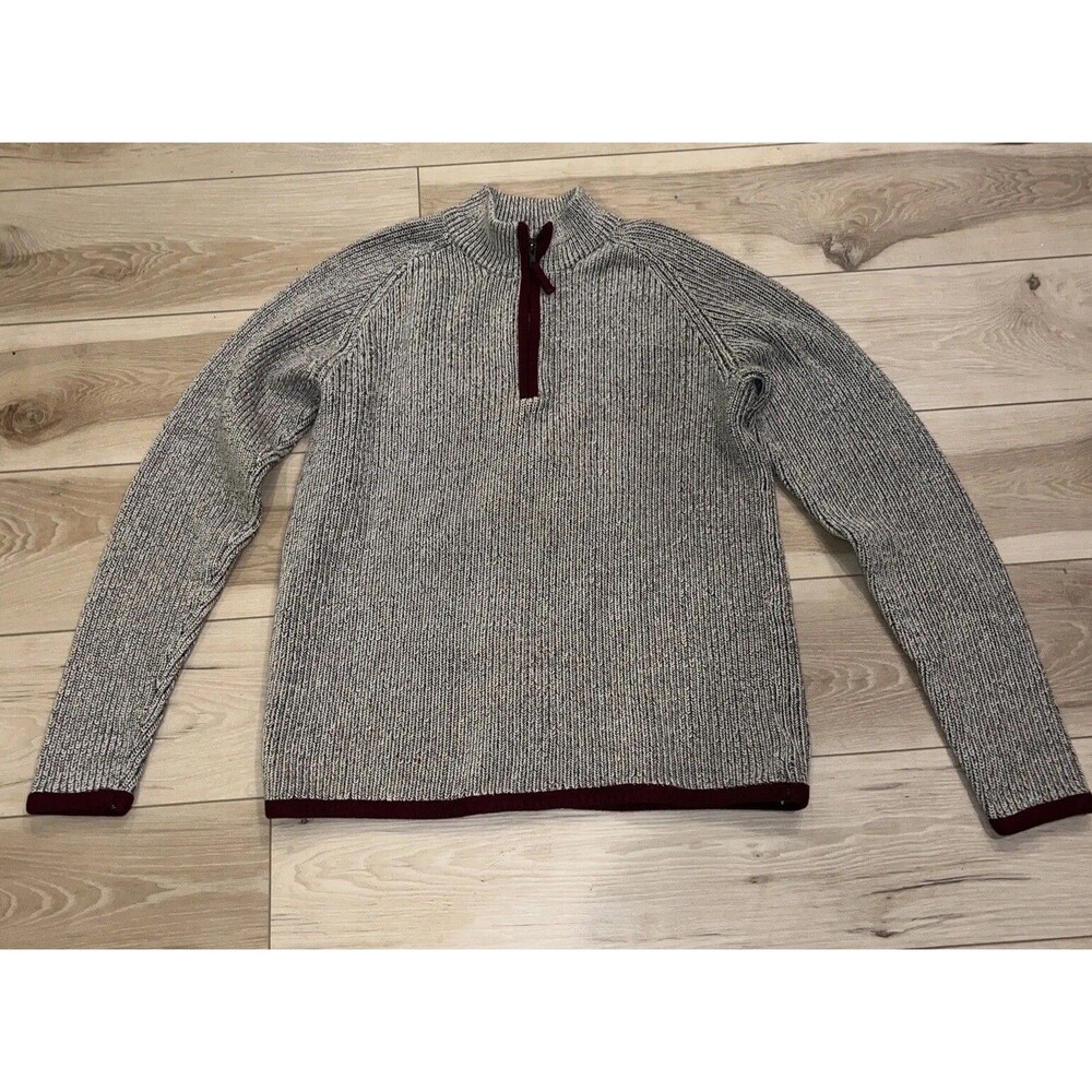 ALPS Classic 1/4‎ Zip Sweater Mens Large Outdoor Classic Travel Beige Maroon